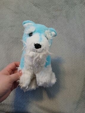 Blue and White Plush Dog Stuffed Animal